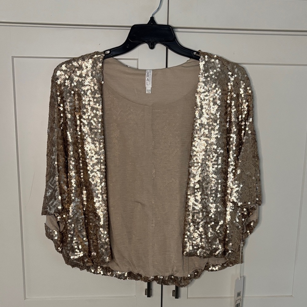 Mural Gold Sequin Women's Blouse/ shrug -NWT